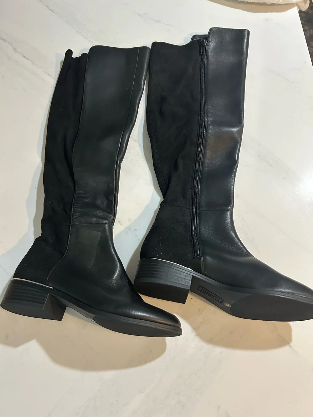 Alfani Black Leather and Suede Over-the-Knee Boots